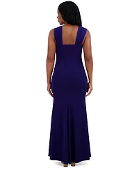 Jessica Howard Women's V-Neck Sleeveless Bow-Trim Gown