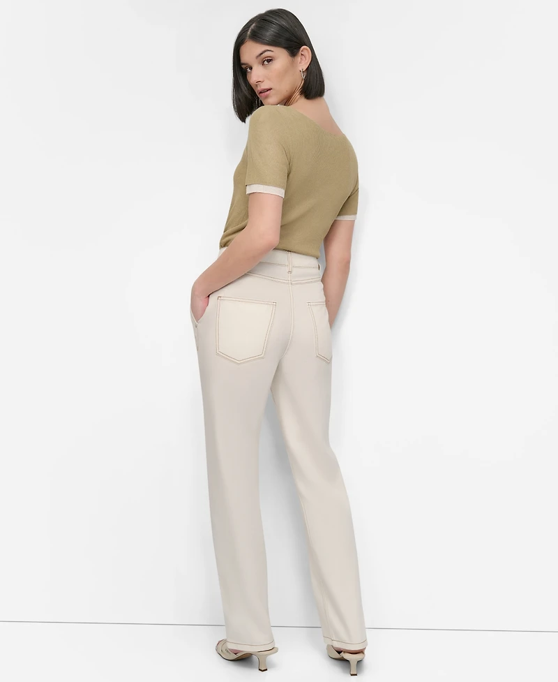 Dkny Women's Contrast-Stitch Denim Pants