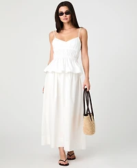 French Connection Women's Cotton Poplin Strappy Peplum Top