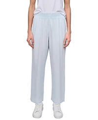 Dkny Jeans Petite Chambray Smocked-Waist Wide-Leg Pants