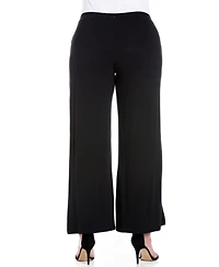 24seven Comfort Apparel Plus Elastic Waist Flared Leg Palazzo Pants