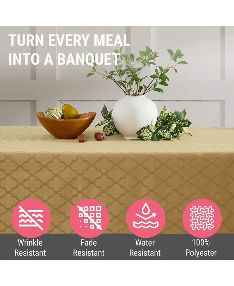 Hlc.me Modena Fabric Tablecloth, Jacquard Fabric Table Cloth for Rectangle Table, Advanced Water Resistance, Fade, Wrinkle