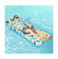2 Piece Float Set Lounger Inflatable Pool Floats Reclining Chair Pedal Cup Holder White Blue
