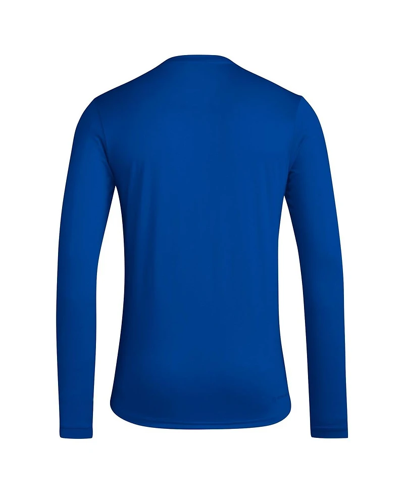 Adidas Men's Royal Kansas Jayhawks Locker Football Pre-Game Aeroready Long Sleeve T-Shirt