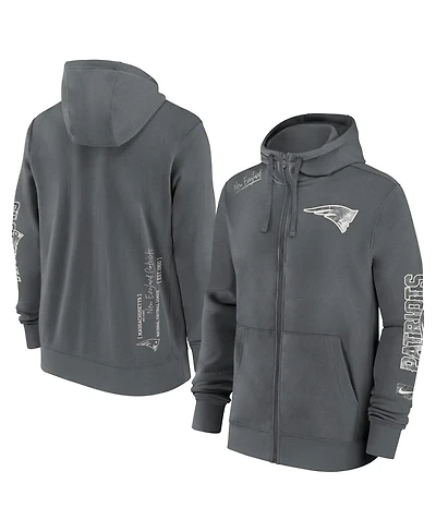 Nike Men's Gray New England Patriots Statement Performance Full-Zip Hoodie Jacket