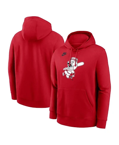 Nike Men's Red Cincinnati Reds Cooperstown Collection Logo Club Pullover Hoodie