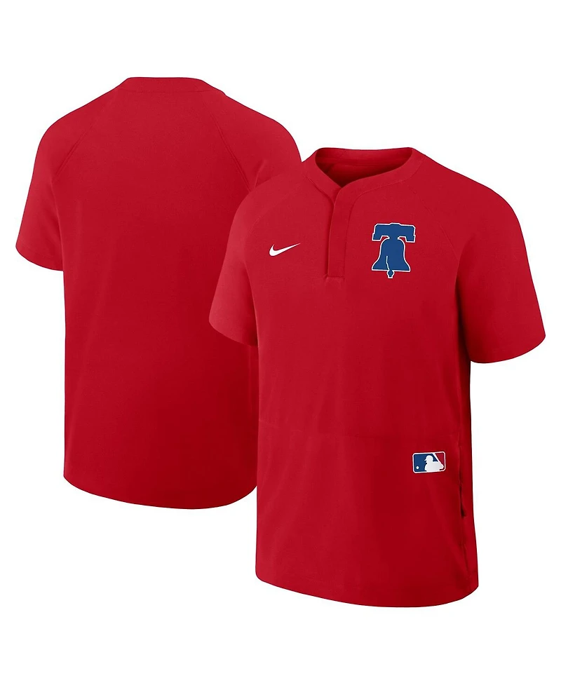 Nike Men's Red Philadelphia Phillies Authentic Collection Raglan Short Sleeve Windshirt