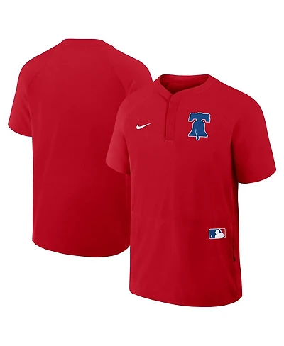 Nike Men's Red Philadelphia Phillies Authentic Collection Raglan Short Sleeve Windshirt