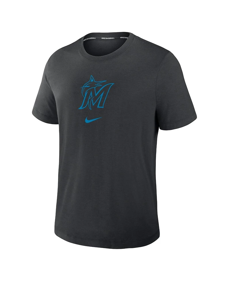 Nike Men's Black Miami Marlins Authentic Collection Early Work Tri-Blend Performance T-Shirt