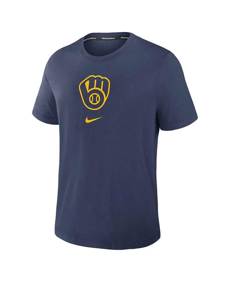 Nike Men's Navy Milwaukee Brewers Authentic Collection Early Work Tri-Blend Performance T-Shirt