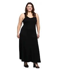24seven Comfort Apparel Plus Sleeveless Tank Maxi Dress with Pockets
