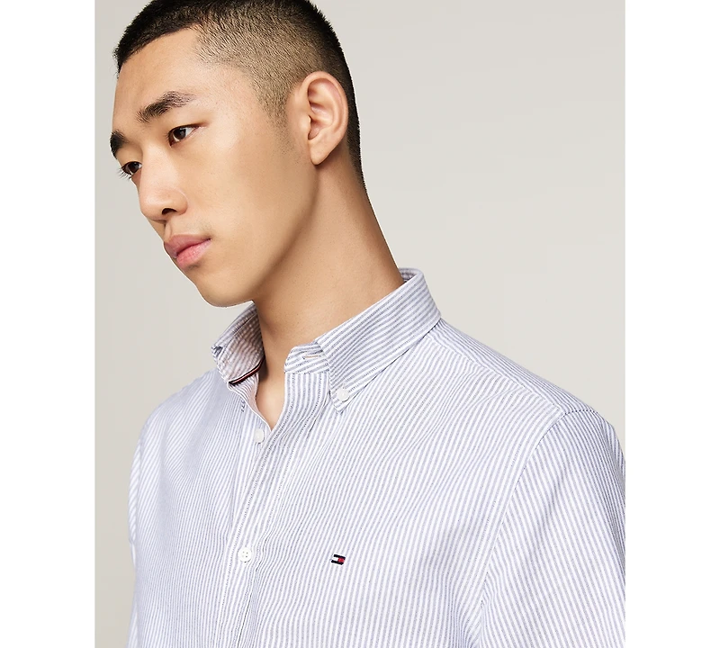 Tommy Hilfiger Men's Big & Tall Relaxed Fit Heritage Stripe Long Sleeve Button-Down Oxford Shirt