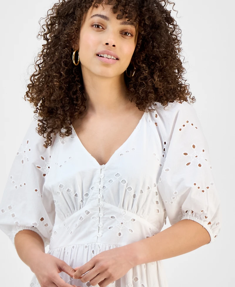 Tinsel Petite Eyelet Embroidered Cotton Maxi Dress