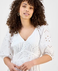 Tinsel Petite Eyelet Embroidered Cotton Maxi Dress