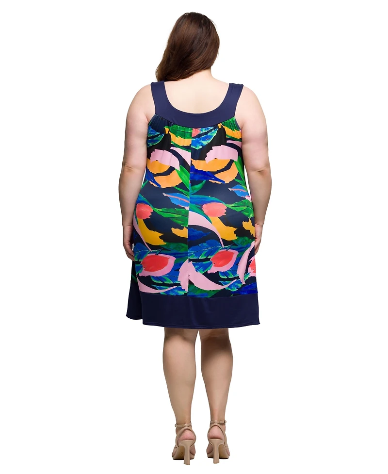 24seven Comfort Apparel Plus Scoop Neck Sleeveless Knee Length Dress