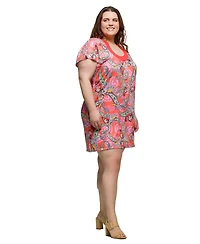 24seven Comfort Apparel Plus Short Sleeve Scoop Neck Mini Dress