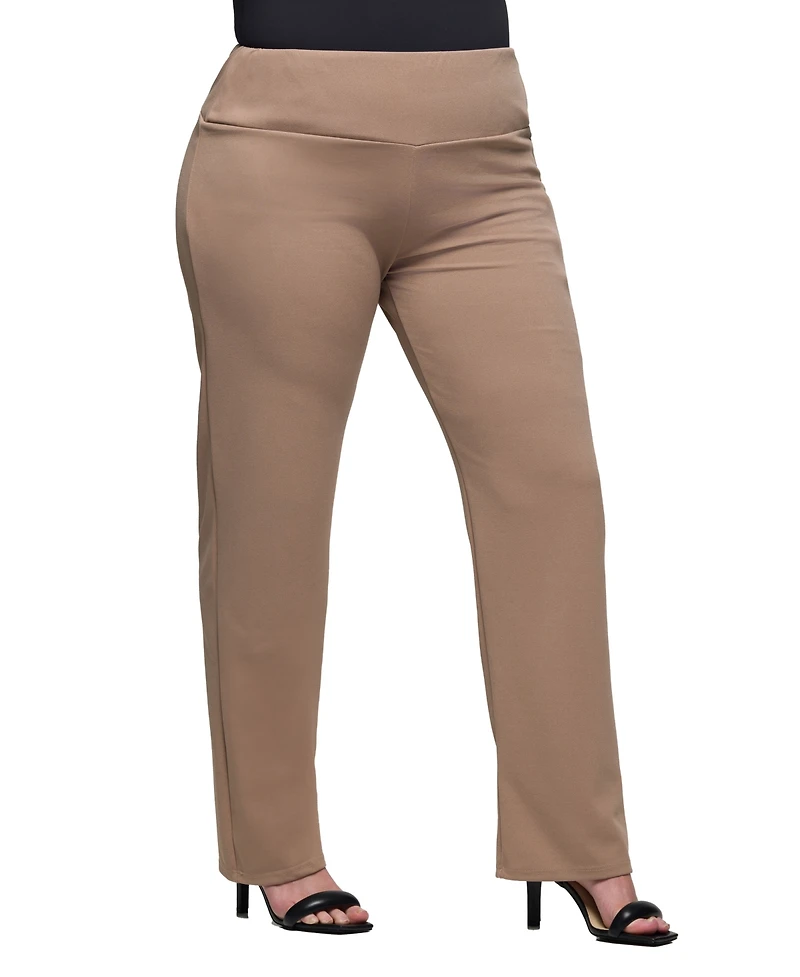 24seven Comfort Apparel Plus Comfortable Stretch High Waist Pants