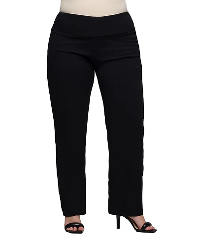 24seven Comfort Apparel Plus Comfortable Stretch High Waist Pants