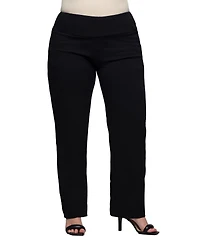 24seven Comfort Apparel Plus Comfortable Stretch High Waist Pants