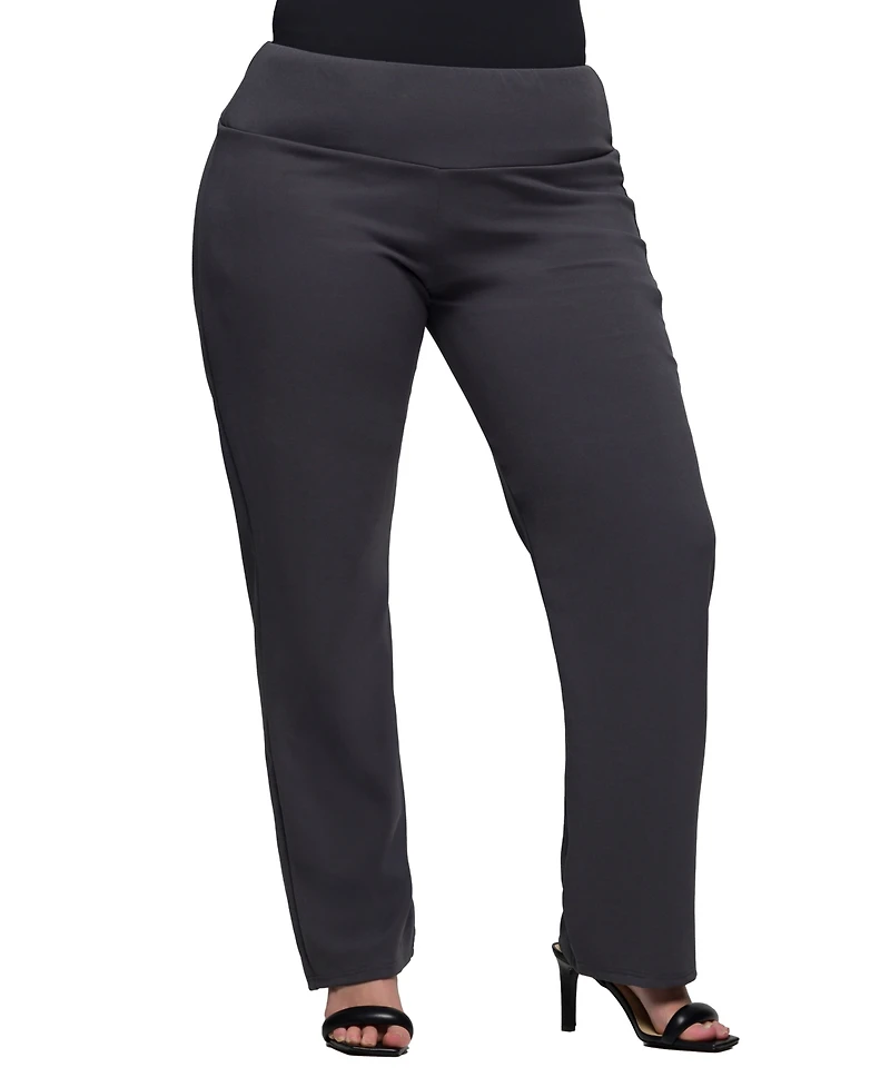 24seven Comfort Apparel Plus Comfortable Stretch High Waist Pants