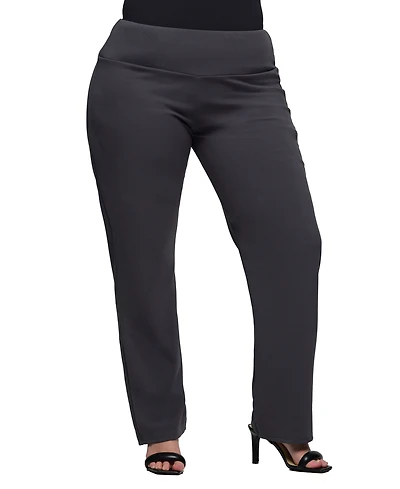 24seven Comfort Apparel Plus Comfortable Stretch High Waist Pants