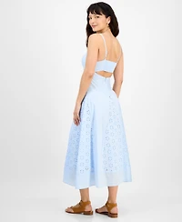 And Now This Petite V-Neck Sleeveless Eyelet Maxi Dress, Exclusively at Macy's