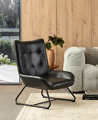 Glitzhome 35.75" Leatherette Mid-Century Modern Wingback Accent Chair