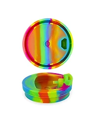 Lids 4 pk: Kids Tumblers & Wine Glasses -Bouncy Black(2),Frosted White,Hippie Hops