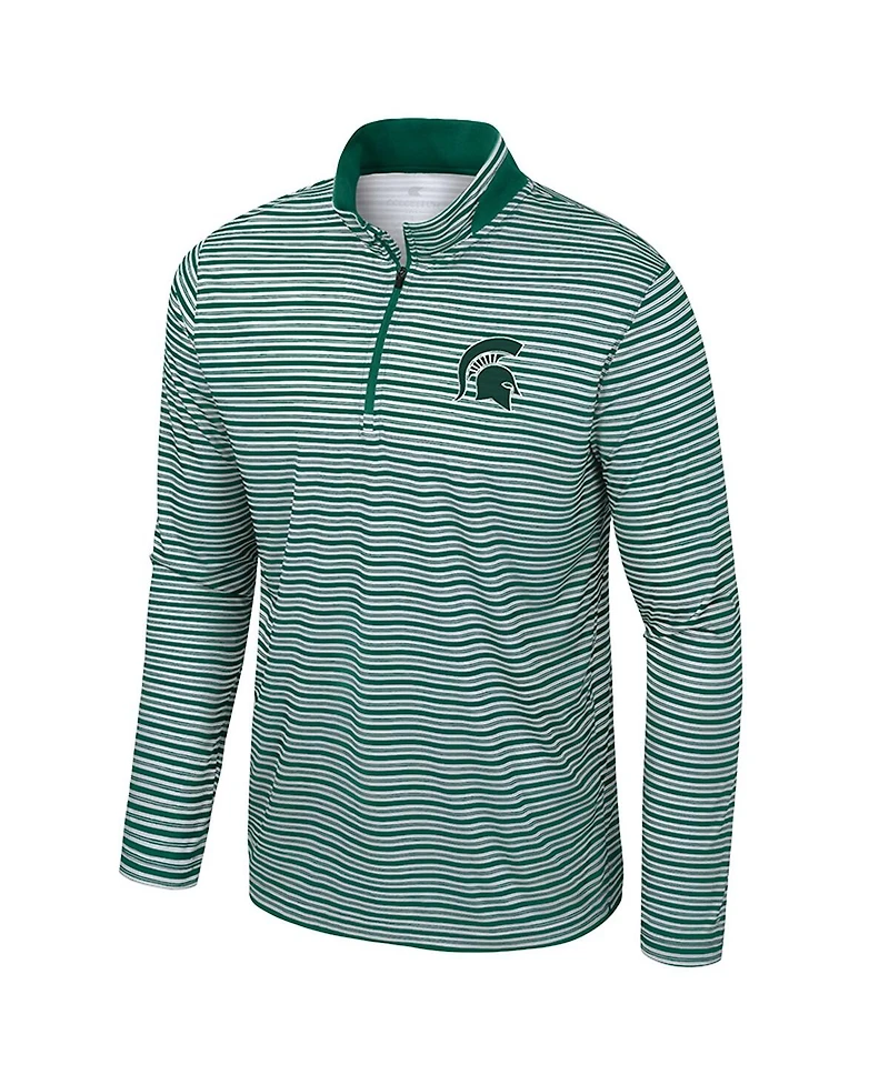 Colosseum Men's Green Michigan State Spartans Striped Quarter-Zip Top