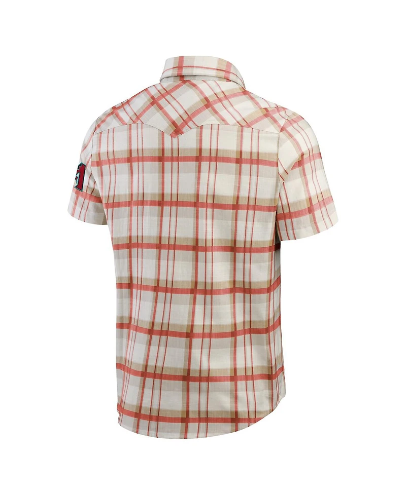 Fanatics Men's Red Arizona Diamondbacks Plaid Full-Snap Shirt