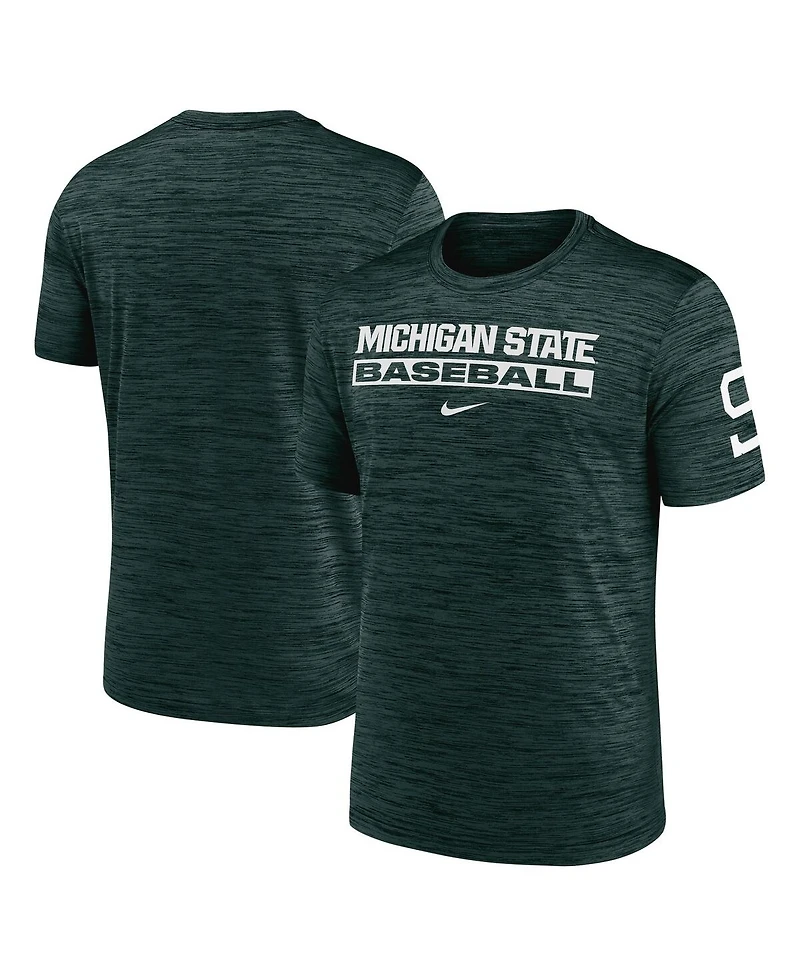 Nike Men's Green Michigan State Spartans Velocity Baseball Wordmark Stack Performance T-Shirt
