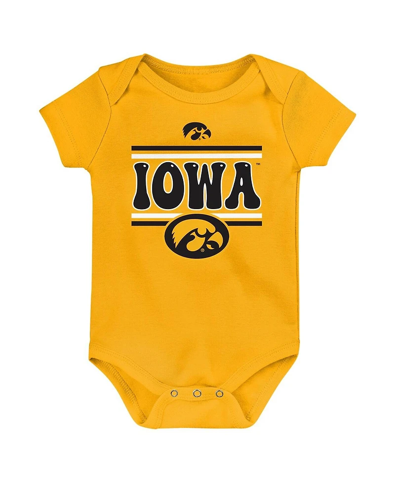 Outerstuff Newborn Black Iowa Hawkeyes Sunday Comics Bodysuit, Set of 3