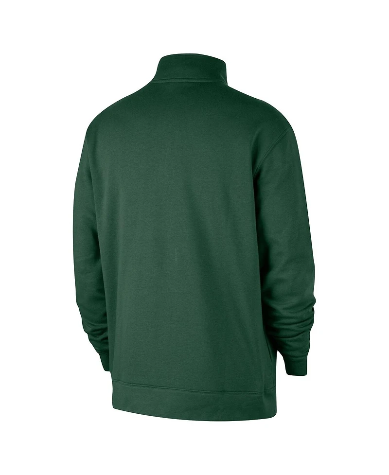 Nike Men's Hunter Green Milwaukee Bucks Courtside Club Half-Zip Jacket