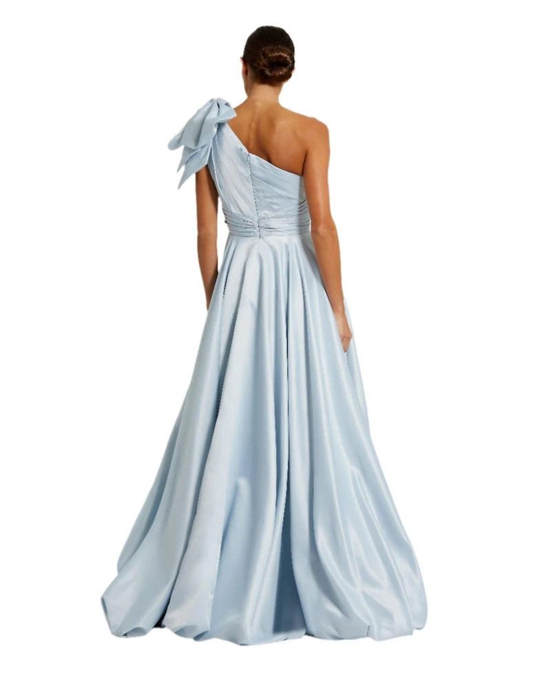 Mac Duggal Women's Satin One Shoulder Bow Gown