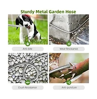 Garden Hose Stainless Steel Heavy Duty Water Hose No-Kink Rust Proof for Yard Outdoor 100ft