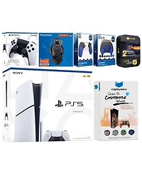 Sony Playstation 5 Slim Disc with Extra Edge Controller, Plantronics Headset, Gamer Kit, Trigger Kit and MightySkins Decal Voucher + 2 Year Cps Extend