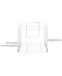 Pull Out Double Trash Can for Under Cabinet, Adjustable with Chrome Finish 17 x 21 In - Trash Can Not Included