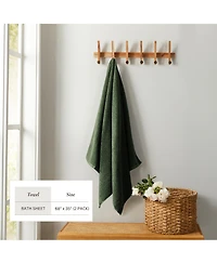 Linery and Co. 100% Cotton Textured 2-Piece Oversized Bath Sheet Set, 35" x 68"