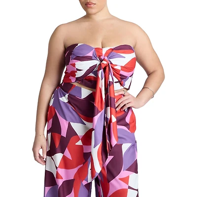Eloquii Women's Tie Front Scarf Top