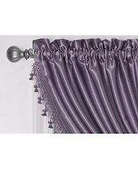 Kate Aurora 1 Piece Hyatt Rod Pocket Tasseled Lilac Crinkle Sheer Waterfall Window Valance