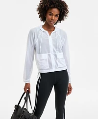 Id Ideology Women's Mesh Relaxed Full-Zip Hoodie, Exclusively at Macy's