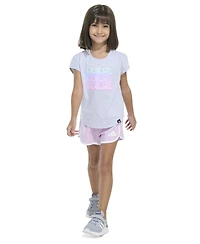 adidas Toddler and Little Girls 2-Piece Cap Sleeve Heather T-Shirt Woven Short Set