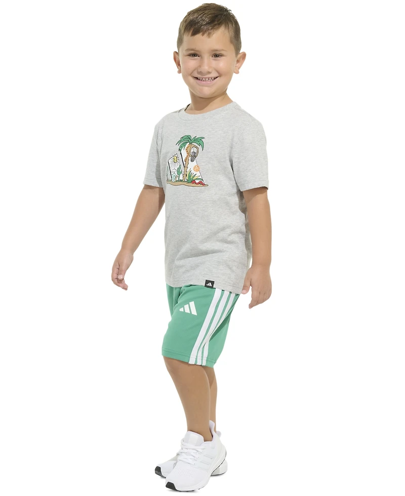 adidas Toddler & Little Boys Graphic T-Shirt Stripe Shorts