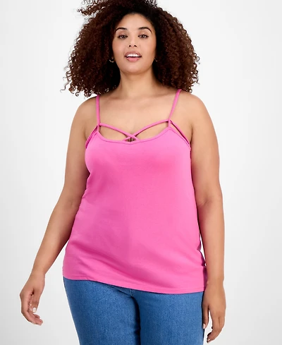 Aveto Trendy Plus Strappy Cross-Front Tank Top