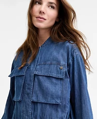 Tommy Hilfiger Women's Chambray Utility Bomber Jacket