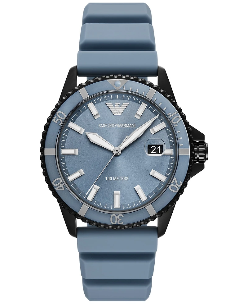 Emporio Armani Men's Blue Silicone Strap Watch 42mm