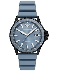 Emporio Armani Men's Blue Silicone Strap Watch 42mm