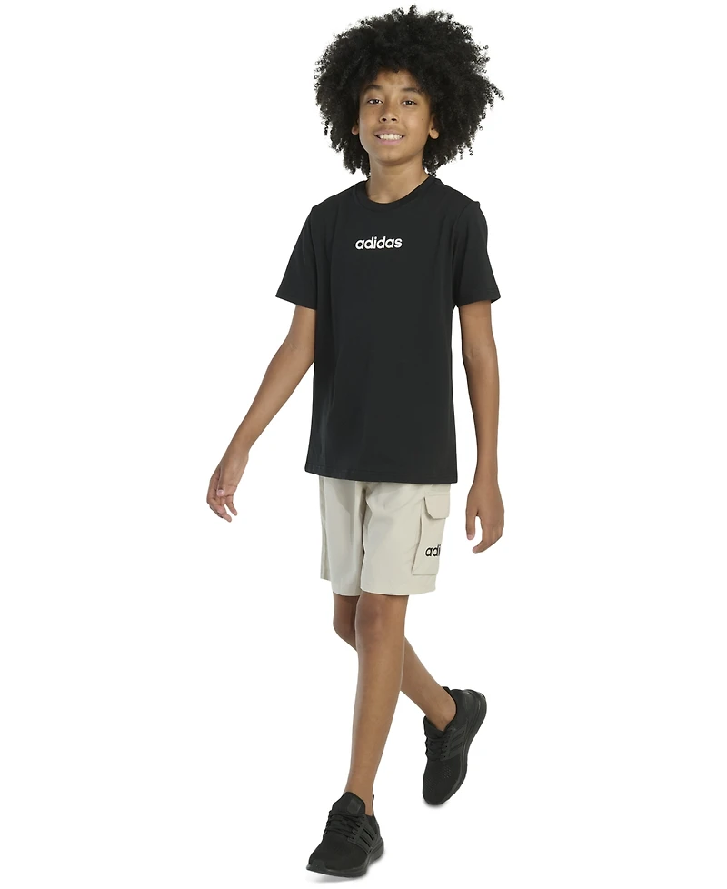 adidas Big Boys Short-Sleeve T-Shirt and Cargo Woven Shorts, 2 Piece Set