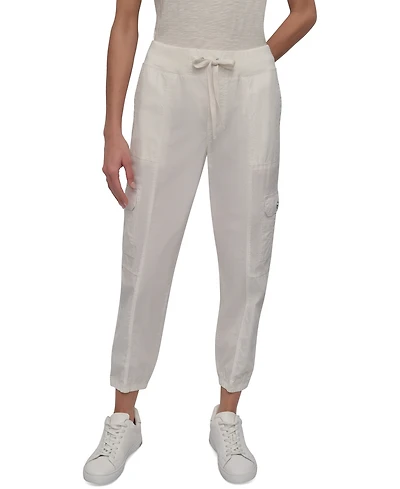Dkny Sport Women's Cotton Ribbed-Waist Jogger Cargo Pants