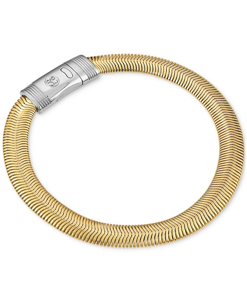 Esquire Men's Jewelry Flat Snake Link Chain Bracelet in Gold-Tone Ion Plated Stainless Steel, Exclusively at Macy's